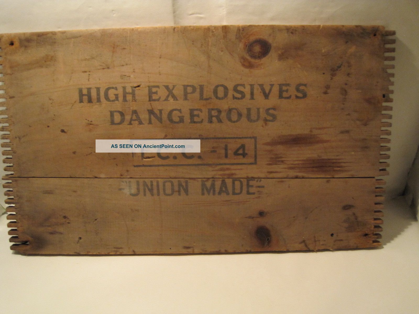 Wooden Crate Box High Explosives Dangerous I.  C.  C.  - 14 Union Made Side Panel Boxes photo