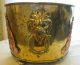Large Antique Brass Copper Pot Planter Tub With Lion Handles And Scenes Metalware photo 2