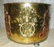 Large Antique Brass Copper Pot Planter Tub With Lion Handles And Scenes Metalware photo 7