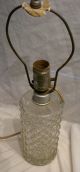 Antique Glass Crystal Hobnail Lamp With Harp; 8 