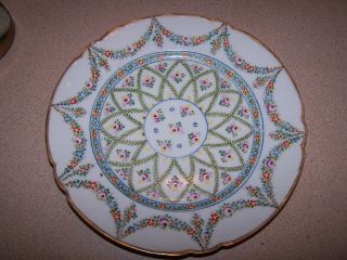 Antique Sevres Plate Dish Hand Painted Crossed L ' S,  Early Mark,  9 1/2 
