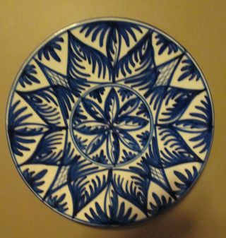 Antique Flow Blue Porcelain Hand Painted Wall Plate photo