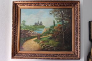 Antique Oil On Canvas Painting By L.  Cazet (1880 - 1942) photo