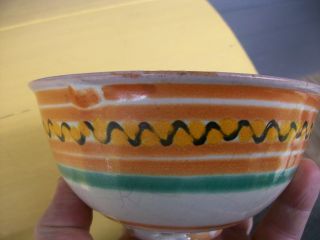 1790 Rare Mochaware Slip Ware Banded Bowl photo