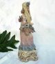 Vtg Cordey 5088 Standing Lady W/ Lace Veil Basket Of Blue Roses Statue Figurines photo 7