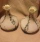 Antique Hand Painted & Hand Blown Opaque Glass Vases Pair (2) Vases photo 2