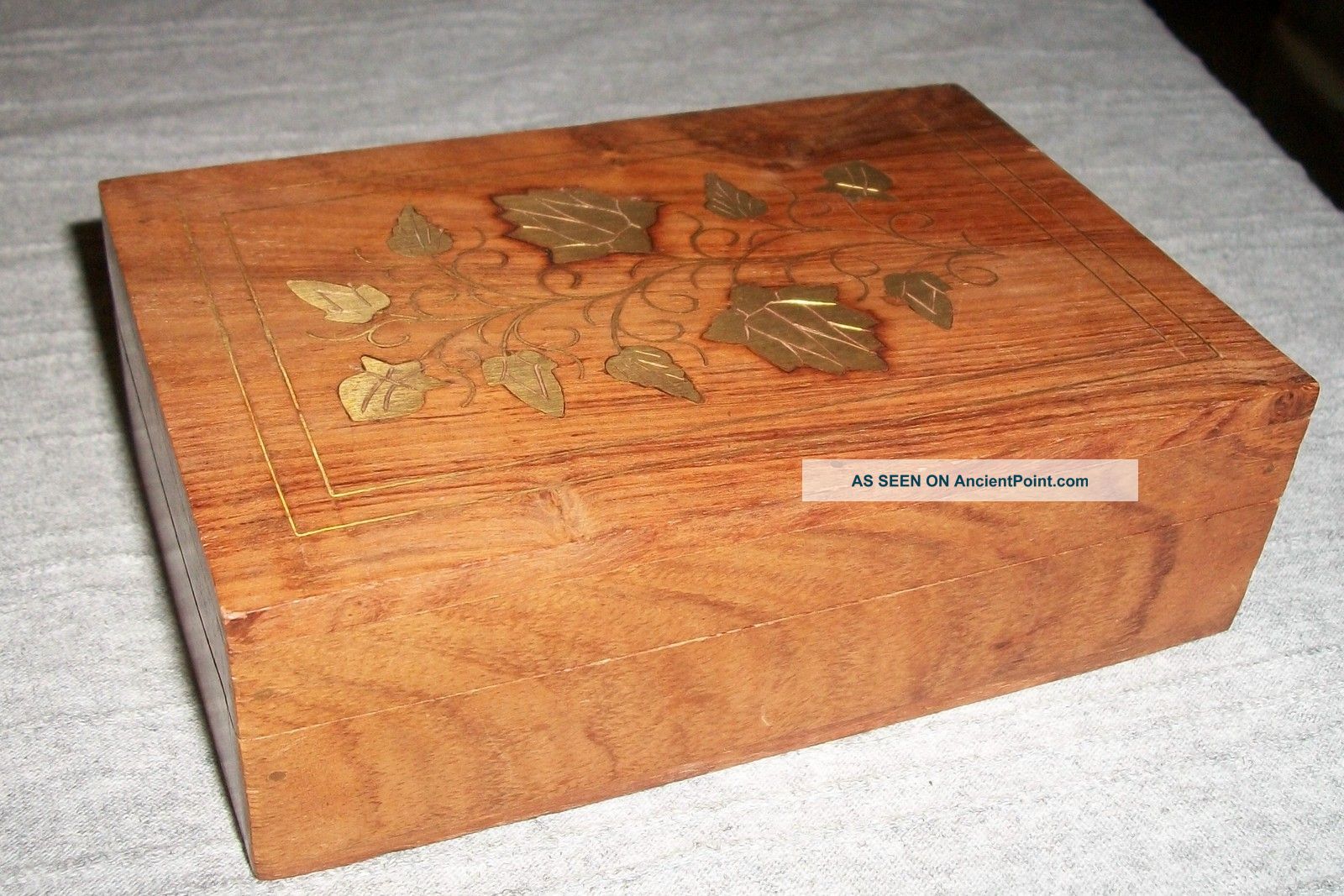 Hand Crafted Wood Box - Has Brass Inlays - Trinket Box. Boxes photo
