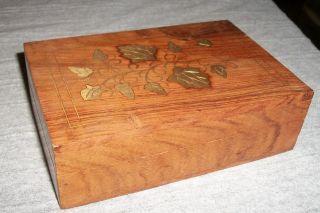 Hand Crafted Wood Box - Has Brass Inlays - Trinket Box. photo