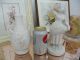 Lovely Pair Antique Matte White Bisque Porcelain Vase & Figurine Grapesappliqued Figurines photo 9