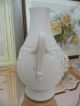 Lovely Pair Antique Matte White Bisque Porcelain Vase & Figurine Grapesappliqued Figurines photo 11