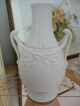 Lovely Pair Antique Matte White Bisque Porcelain Vase & Figurine Grapesappliqued Figurines photo 4