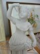 Lovely Pair Antique Matte White Bisque Porcelain Vase & Figurine Grapesappliqued Figurines photo 5