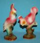 Vintge Ceramic California Pottery Sweet Pair Pink Cockatoo Parrot Bird Figurines Figurines photo 1