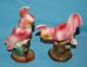 Vintge Ceramic California Pottery Sweet Pair Pink Cockatoo Parrot Bird Figurines Figurines photo 5