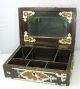 Antique Jewelry Box Collectible Vintage Mirror Wood With Ivory Nails 19c Boxes photo 3
