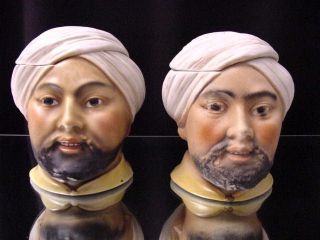 2 Antique Tobacco Jars,  Men With Beards And Turbans photo