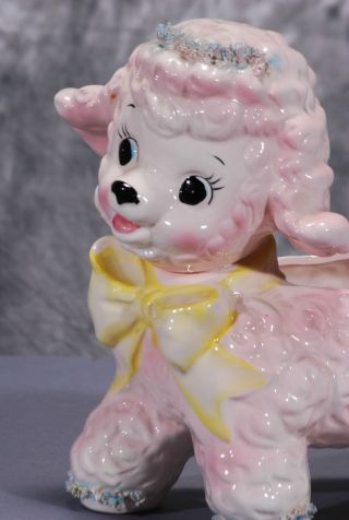 1961 Pink Lamb With Yellow Bow Vase photo