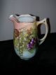 Antique Vintage Ceramic Bavaria Pitcher Grape Vine Hand Painted Signed Koch Vases photo 1
