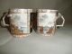 Pair Antique Dresden Scenic Harbor Hand Painted Twig Handle Cups Cups & Saucers photo 3