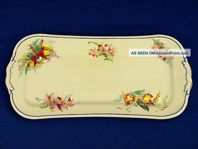 Royal Doulton Orchid Flowers Sandwich Cake Serving Plate Platter Vintage 1930s Plates, Platters photo