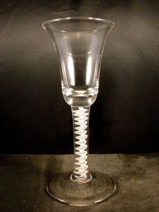 18th C Georgian English Blown Ssot Opaque Twist Wine Glass With Bell Bowl C1765 photo