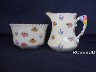 Royal Stafford England Bone China Hand Painted Creamer And Open Sugar Bowl photo