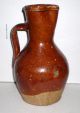 Antique Brown Glazed Stoneware Pitcher,  Pinched Spout,  Unglazed Base And Bottom Pitchers photo 1