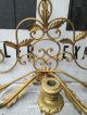 Vtg Gold Shabby Toleware Cottage Chic Metal & Wood Sconce Candle Holders 5 Arm Toleware photo 10