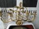 Vtg Gold Shabby Toleware Cottage Chic Metal & Wood Sconce Candle Holders 5 Arm Toleware photo 11