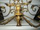 Vtg Gold Shabby Toleware Cottage Chic Metal & Wood Sconce Candle Holders 5 Arm Toleware photo 4