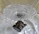 Crystal Compote Dish Bon Bon Pedestal Serving Plate Marble & Bronze Base Vintage Compotes photo 3