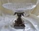 Crystal Compote Dish Bon Bon Pedestal Serving Plate Marble & Bronze Base Vintage Compotes photo 5