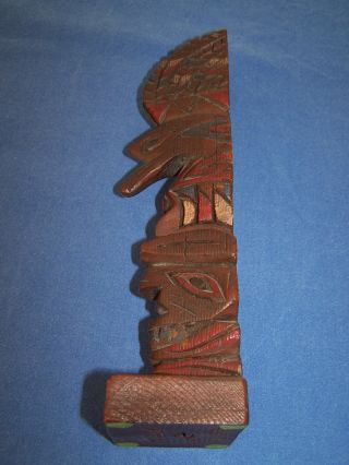 Old Miniture Indian Totem Pole - Signed: Tufflukk,  Made In Alaska photo