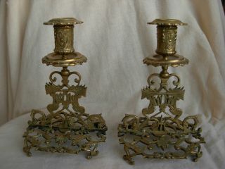 Pair Of Antique French Bronze Candlestick,  Later 19th Century, . photo