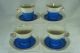 Vintage 60s Baby Blue & Off White,  Gold Rims Demitasse Cup & Saucer Set Of 4 Cups & Saucers photo 1
