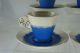 Vintage 60s Baby Blue & Off White,  Gold Rims Demitasse Cup & Saucer Set Of 4 Cups & Saucers photo 3