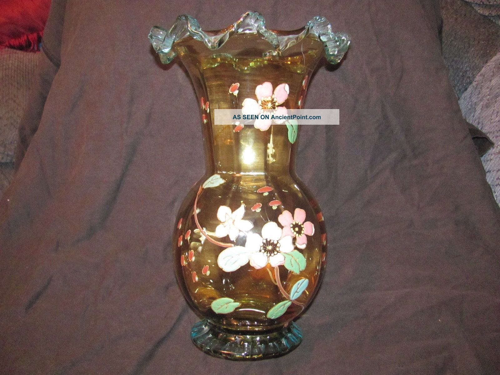 1880 ' S - 1890 ' S Hand Blown Antique Enamel Hand Painted On Glass Moser Glass????? Vases photo