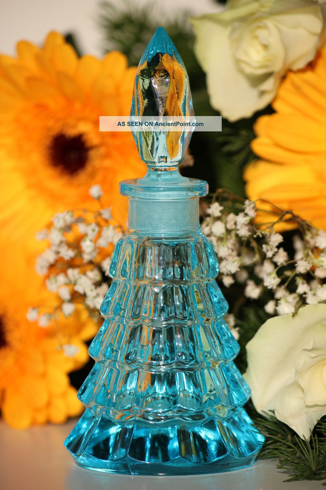 Christmas Tree Shape - Light Blue Colour - Czechoslovakia Perfume Bottle Perfume Bottles photo