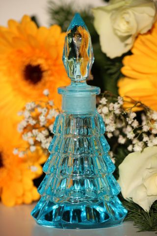 Christmas Tree Shape - Light Blue Colour - Czechoslovakia Perfume Bottle photo