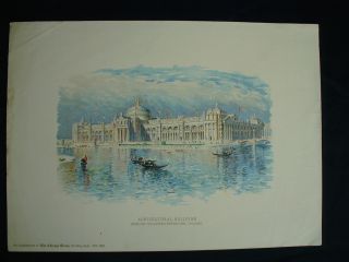 1893 World ' S Columbian Exposition,  Chicago Ill.  Print Agricultural Building photo
