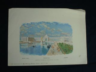 1893 World ' S Columbian Exposition,  Chicago Il.  Print Music Hall Peristyle Casino photo