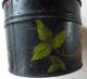 Tole Painted Swing Handled Tin Bucket,  Strawberries,  Cover,  Signed Toleware photo 5