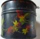 Tole Painted Swing Handled Tin Bucket,  Strawberries,  Cover,  Signed Toleware photo 8