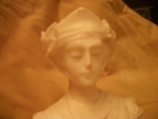 Vintage Art Deco Nouveau Era Hand Carved Marble Lady Woman Bust Sculpture photo