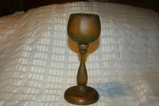 Antique Wood Tall Goblet,  Numbered photo