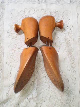Vtg French Wooden Shoe Stretcher Insert Set (2) photo