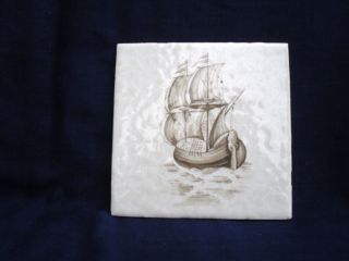 Vintage American Art Tile - Sail Boat Pattern photo
