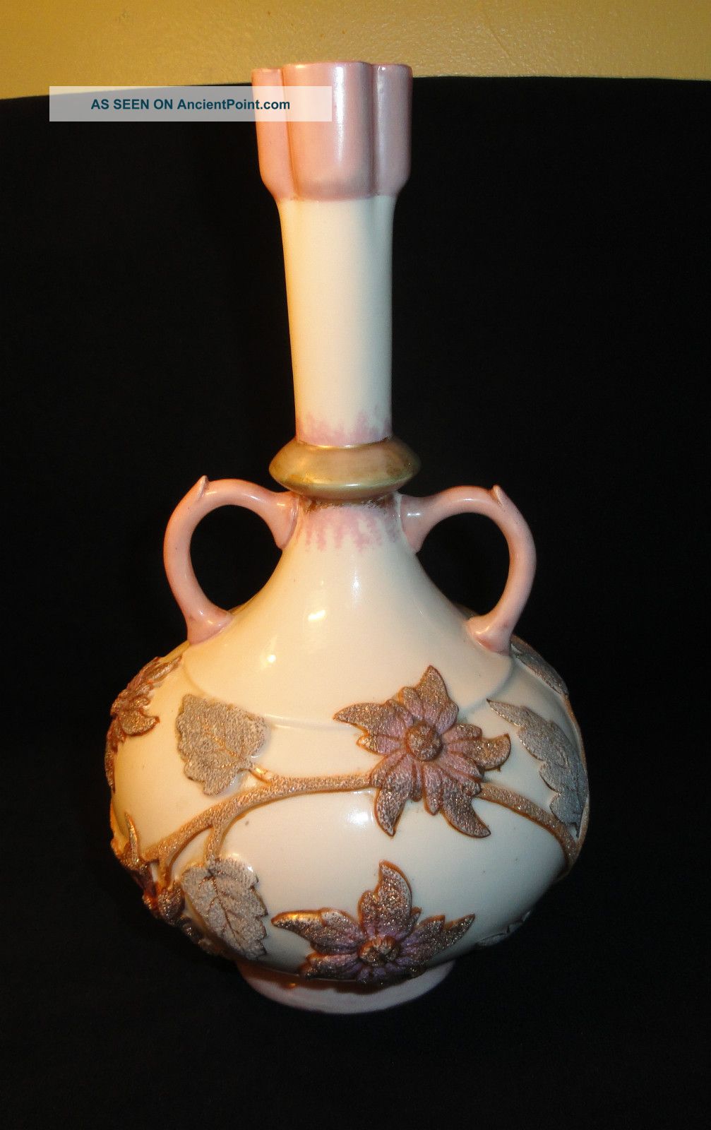 Antique Rudolstadt Pottery Raised Floral Rw Vases photo