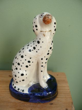 Mid 19thc Staffordshire Dalmation Figure With Open Leg photo