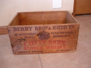 Vtg Berry Bros & Rudd Ltd Cutty Sark Scotch Whisky Wood Crate Bc Box New York photo
